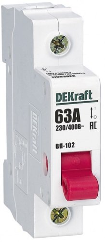 Выключатель нагрузки (мини-рубильник) DeKraft ВН-102 1п 63А тип AC картинка